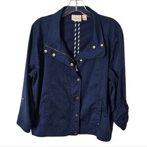 Chico's Blue Utility Jacket Size 3 XL 16 Cotton Blend